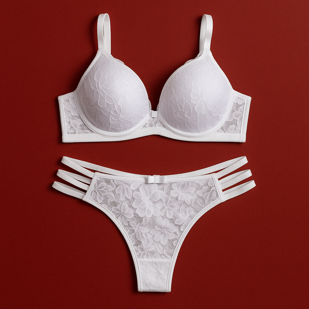 CROPPED BRA WITH FOAM BASE AND STRAPPY DETAILS, PANTIES WITH SIDE DETAILS