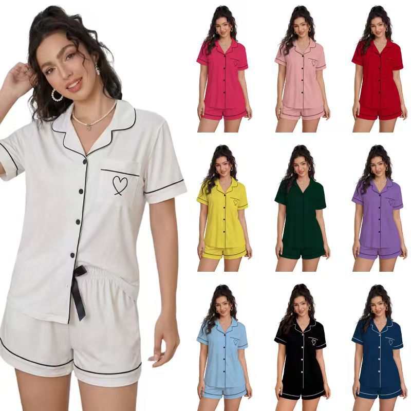 Open Front Shirt & Shorts Sleepwear Set