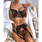 Leopard Lace 3-Piece Lingerie Set