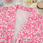 Printed Ice Silk 3-Piece Pajama Set