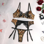 Leopard Lace 3-Piece Lingerie Set