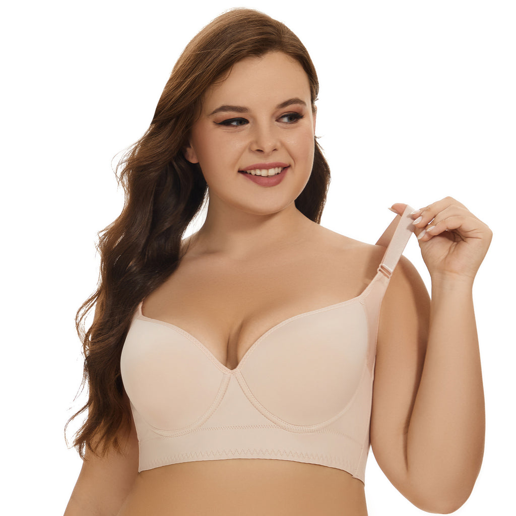 UNDERWIRED BRA WITH ADJUSTABLE BACK AND V-NECKLINE.