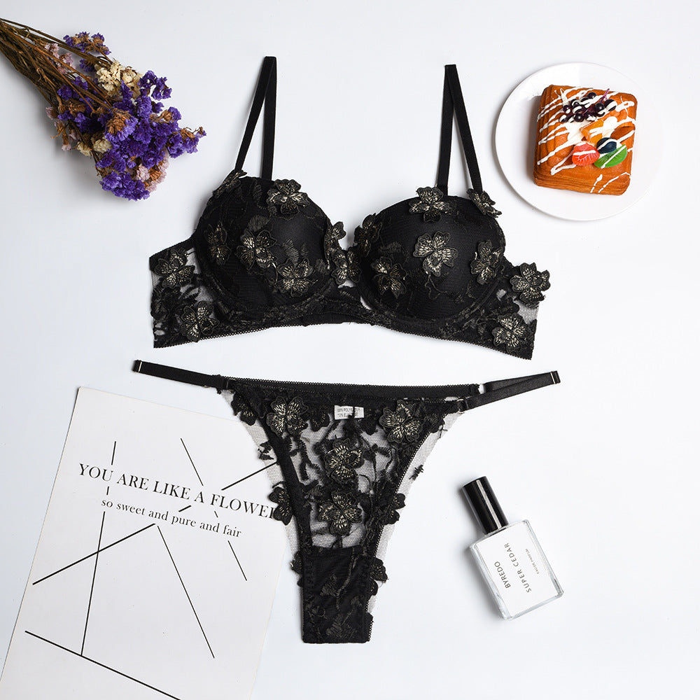Floral Embroidered Lingerie Set