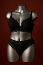 FOAM BASE BRA WITH OVERLAID LACE, LACE THONG