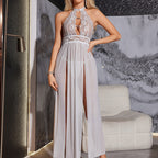 SEXY TRANSPARENT LACE BACKLESS NIGHTGOWN