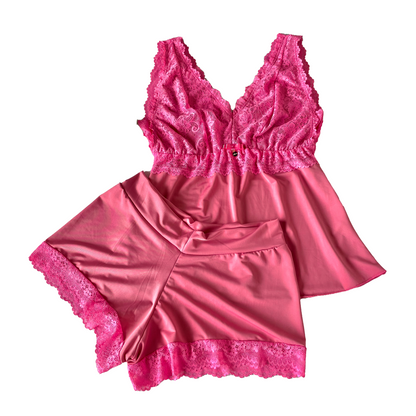 BABY DOLL IN LIGANET WITH LACE CUTOUTS