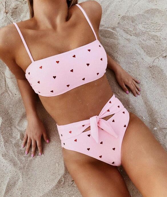 Heart Print Bikini Set