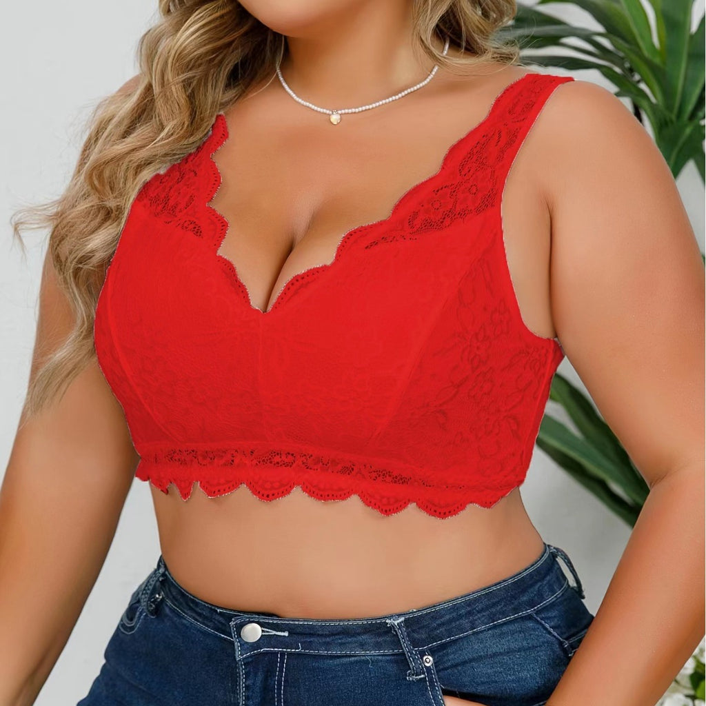 PLUS SIZE LACE BRA WITHOUT UNDERWIRE.