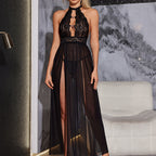 SEXY TRANSPARENT LACE BACKLESS NIGHTGOWN