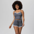 LIGHTWEIGHT PAJAMA SET WITH LACE DETAILS.