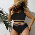 Plus Size One-Shoulder Bikini Set