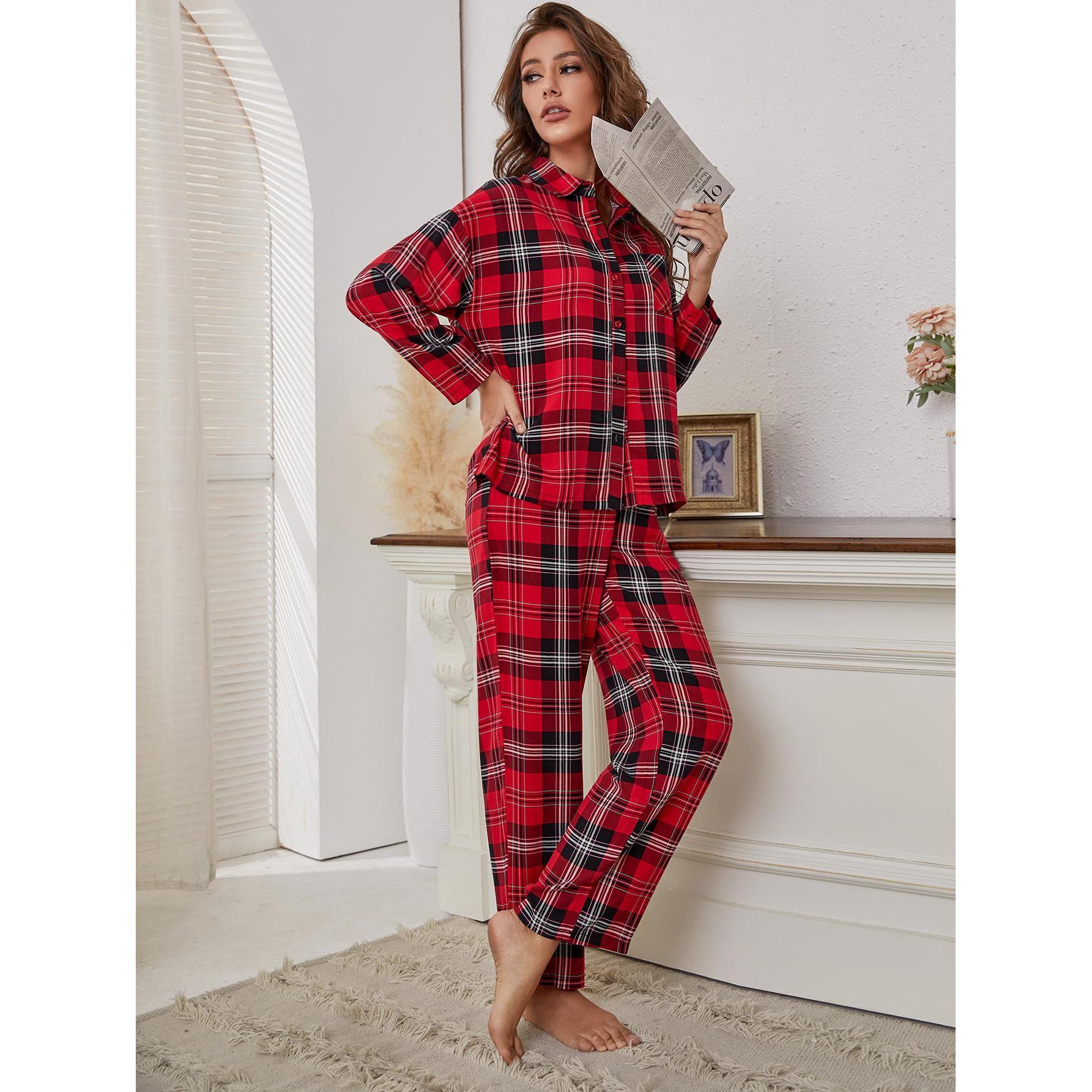 Women’s Red Plaid Pajama Set