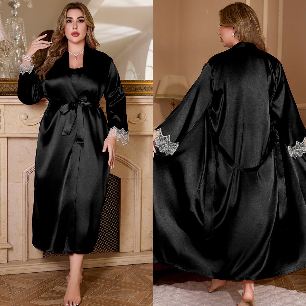 ELEGANT PLUS SIZE LONG ROBE NIGHTGOWN FOR WOMEN