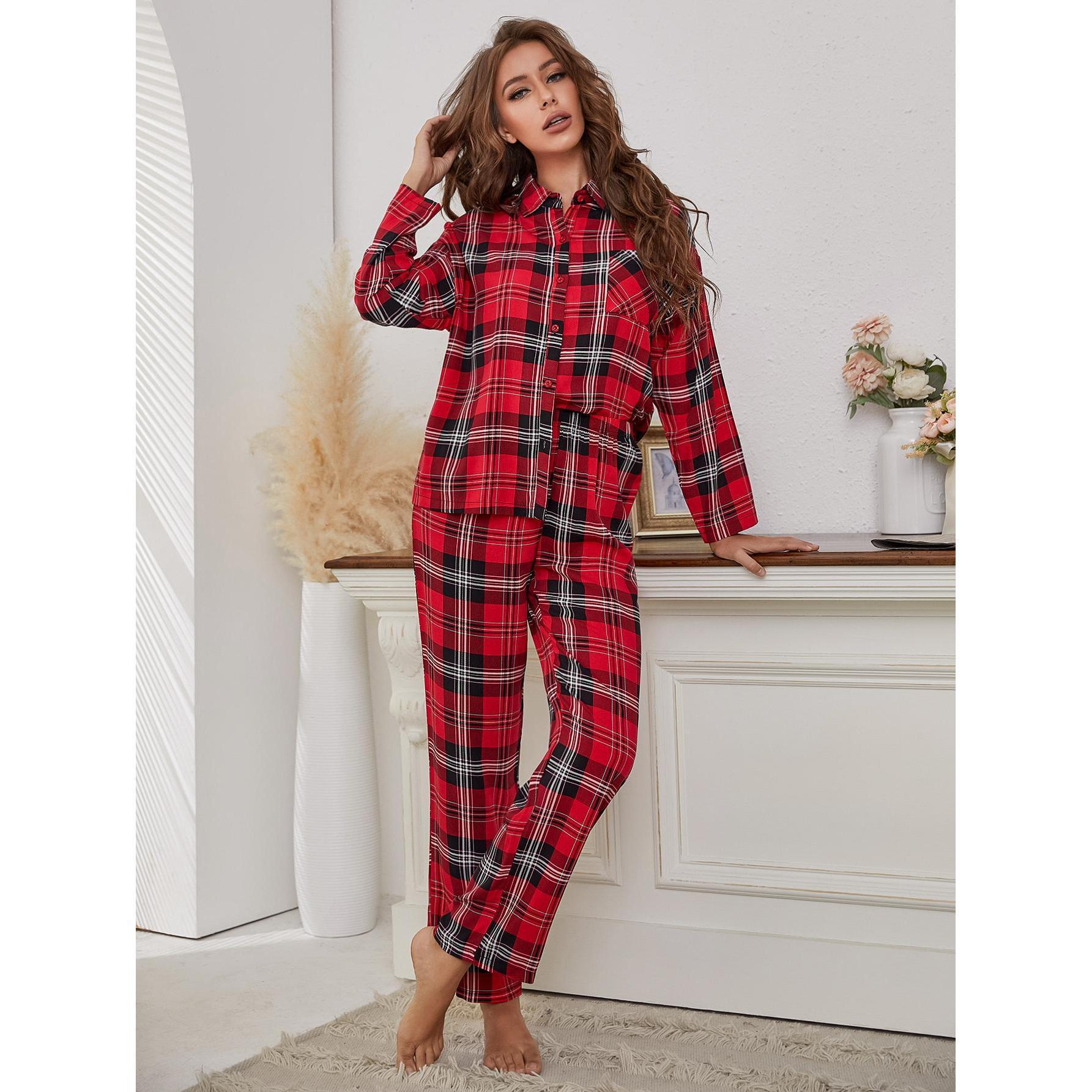 Women’s Red Plaid Pajama Set