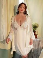 Plus Size Ice Silk Nightgown Set