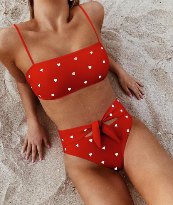 Heart Print Bikini Set