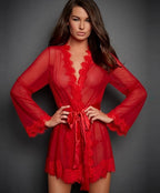 Plus Size Lace Kimono Sleepwear Set