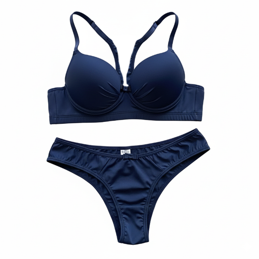 PLUS-SIZE LINGERIE SET, REINFORCED, PLAIN WITH PADDING AND FOAM BASE