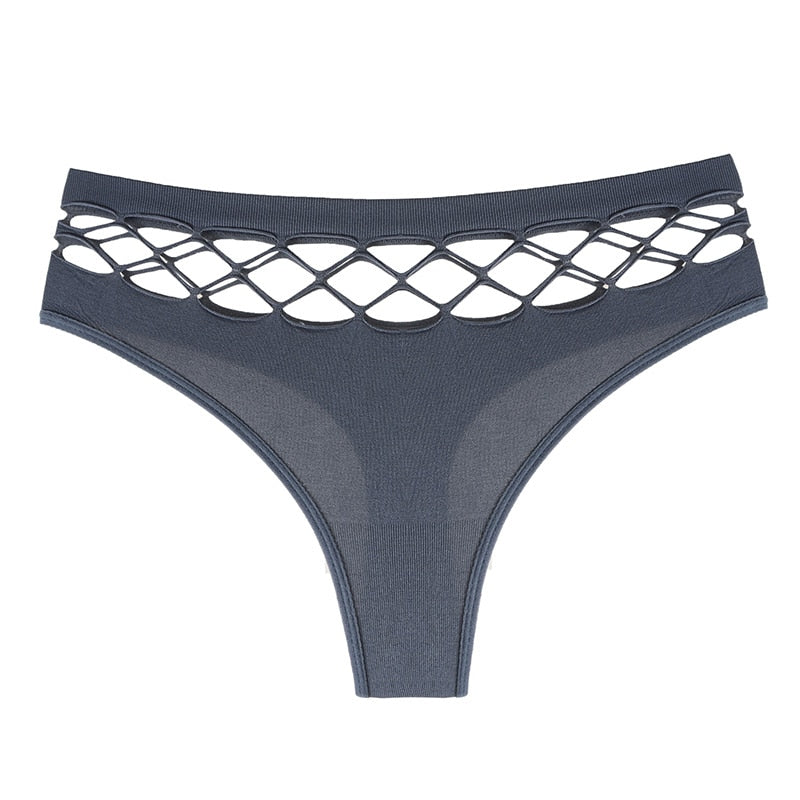 HOLLOW OUT SEAMLESS MID-WAIST G-STRING PANTIES