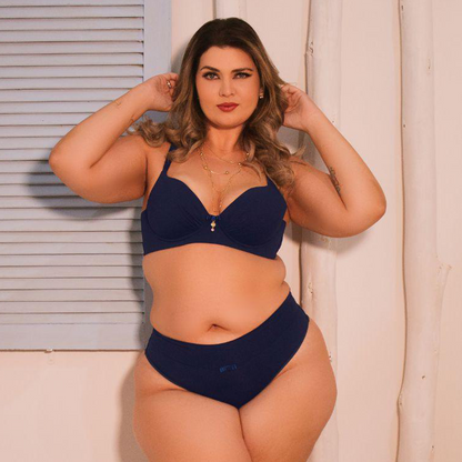 PLUS-SIZE LINGERIE SET, REINFORCED, PLAIN WITH PADDING AND FOAM BASE