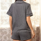 Summer thin short sleeved cardigan shorts pajama women