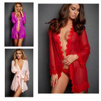 Plus Size Lace Kimono Sleepwear Set