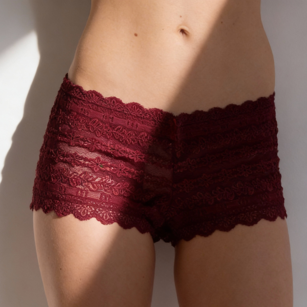 LACE CALEÇON PANTY WITH HIGHER WAIST AND COTTON LINING