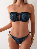Polka dot pleated bikini