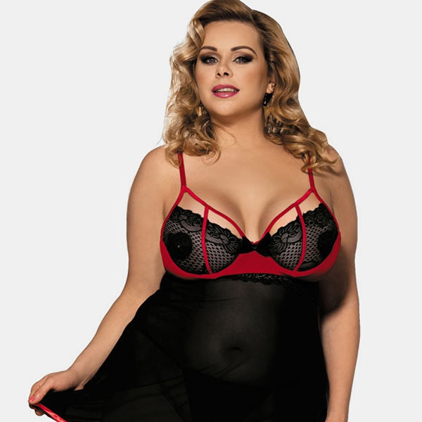 LINGERIE MESH PLUS SIZE BABYDOLL