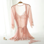 3PCS Lace Mesh Nightgown Set