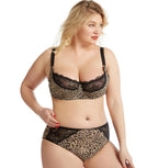 Plus Size Leopard Lace Bra Set