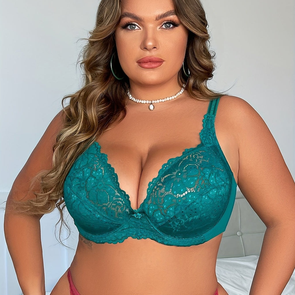COMFORTABLE LACE BRA, PLUS SIZE LINGERIE
