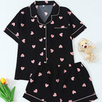 Cute Heart Print Pajama Set