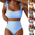 Striped High-Waist Bikini Set