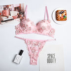 Floral Embroidered Lingerie Set