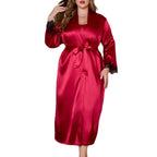 ELEGANT PLUS SIZE LONG ROBE NIGHTGOWN FOR WOMEN