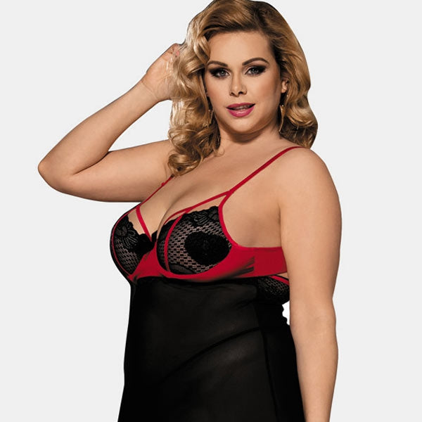 LINGERIE MESH PLUS SIZE BABYDOLL