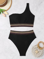 Plus Size One-Shoulder Bikini Set