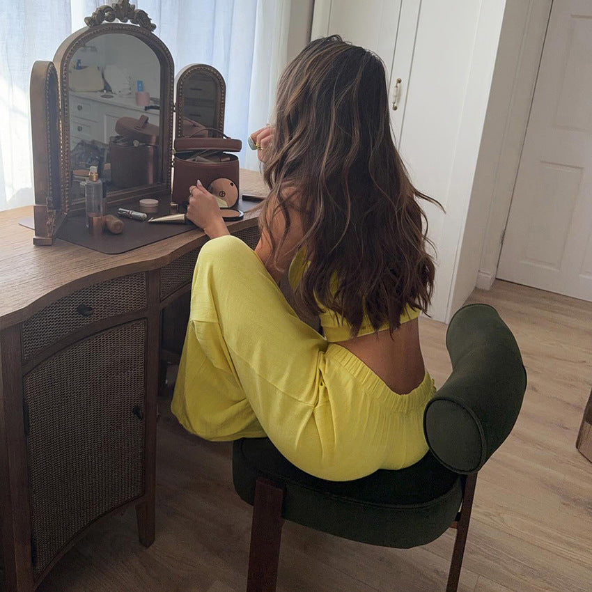 LONG PANTS SET WITH STRAPS FOR WOMEN