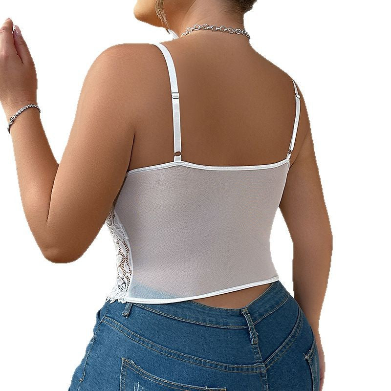 Oversized camisole vest sexy lace bra vest