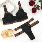 LEOPARD PRINT LACE BRA SET