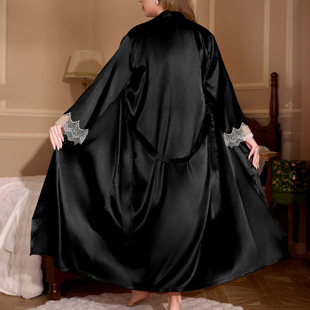 ELEGANT PLUS SIZE LONG ROBE NIGHTGOWN FOR WOMEN
