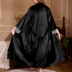 ELEGANT PLUS SIZE LONG ROBE NIGHTGOWN FOR WOMEN
