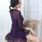 3PCS Lace Mesh Nightgown Set