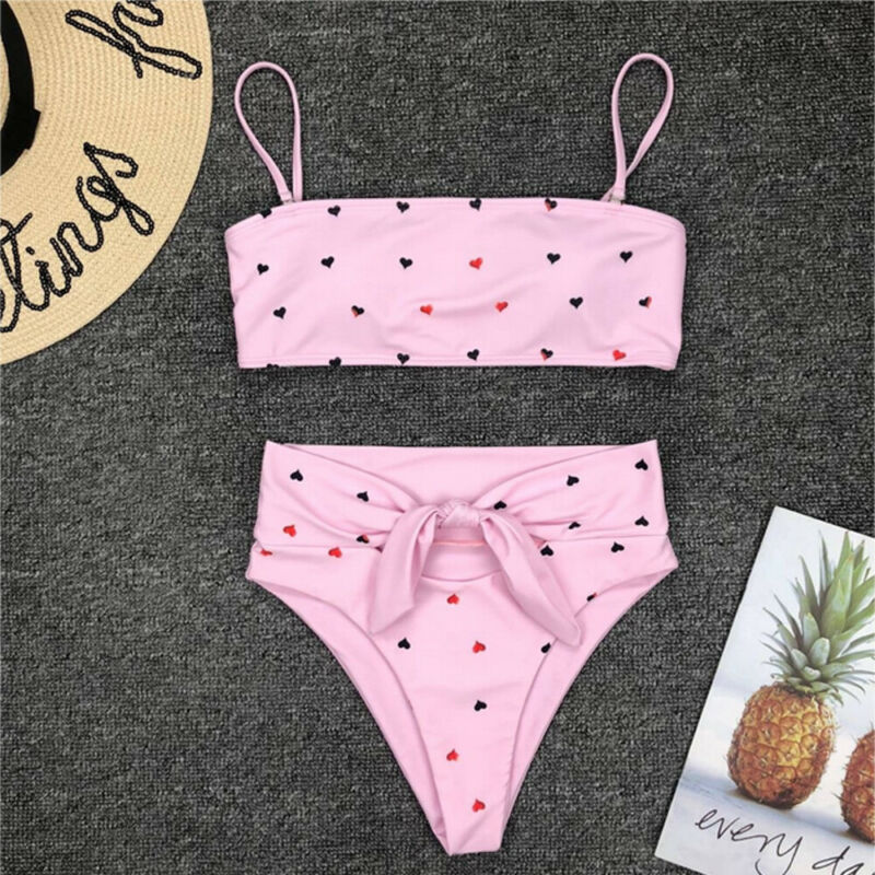 Heart Print Bikini Set