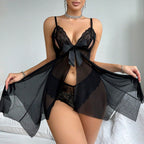 Halter Mesh Sheer Nightgown Set