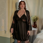Plus Size Ice Silk Nightgown Set