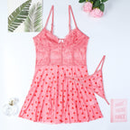 Pink Heart Lace Nightgown & Thong Set