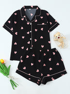 Cute Heart Print Pajama Set
