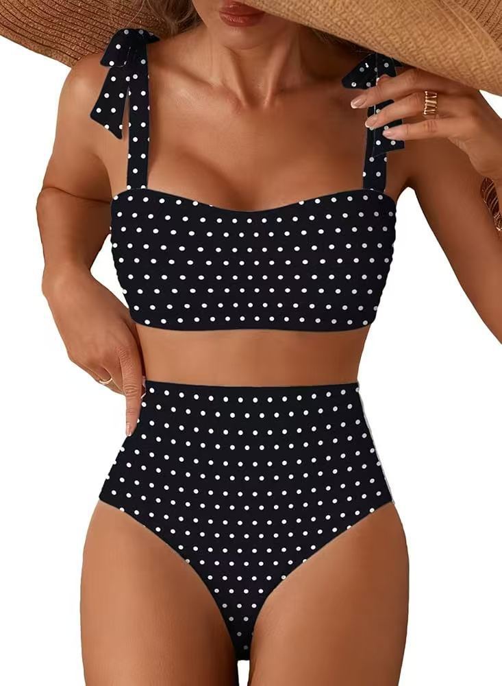 Striped High-Waist Bikini Set